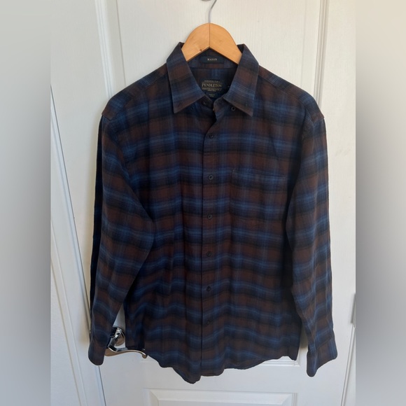 Pendleton Mason Flannel Men’s Plaid Cotton Button Down Longsleeve Shirt Size M - Picture 1 of 9